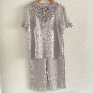 Elegant Gray Silk loungewear Sleepwear Set